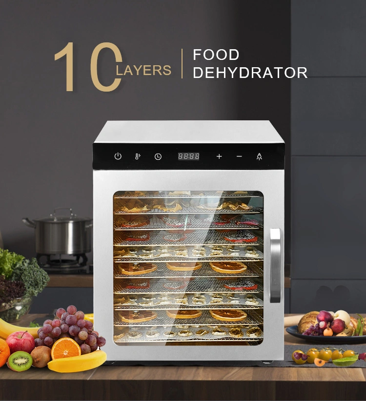 2022 New Arrivals Home Use Kitchen Appliance Digital 10 Trays Dewatering Machine Air Dryer Machine Fruit Drying Oven Food Fruits Vegetables Dehydrator