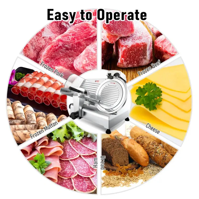 Commercial Kitchen Euqipment Automatic 12inch Meat Mincer Cutting Machine Steel Blade Electric Deli Meat Cheese Food Ham Slicer